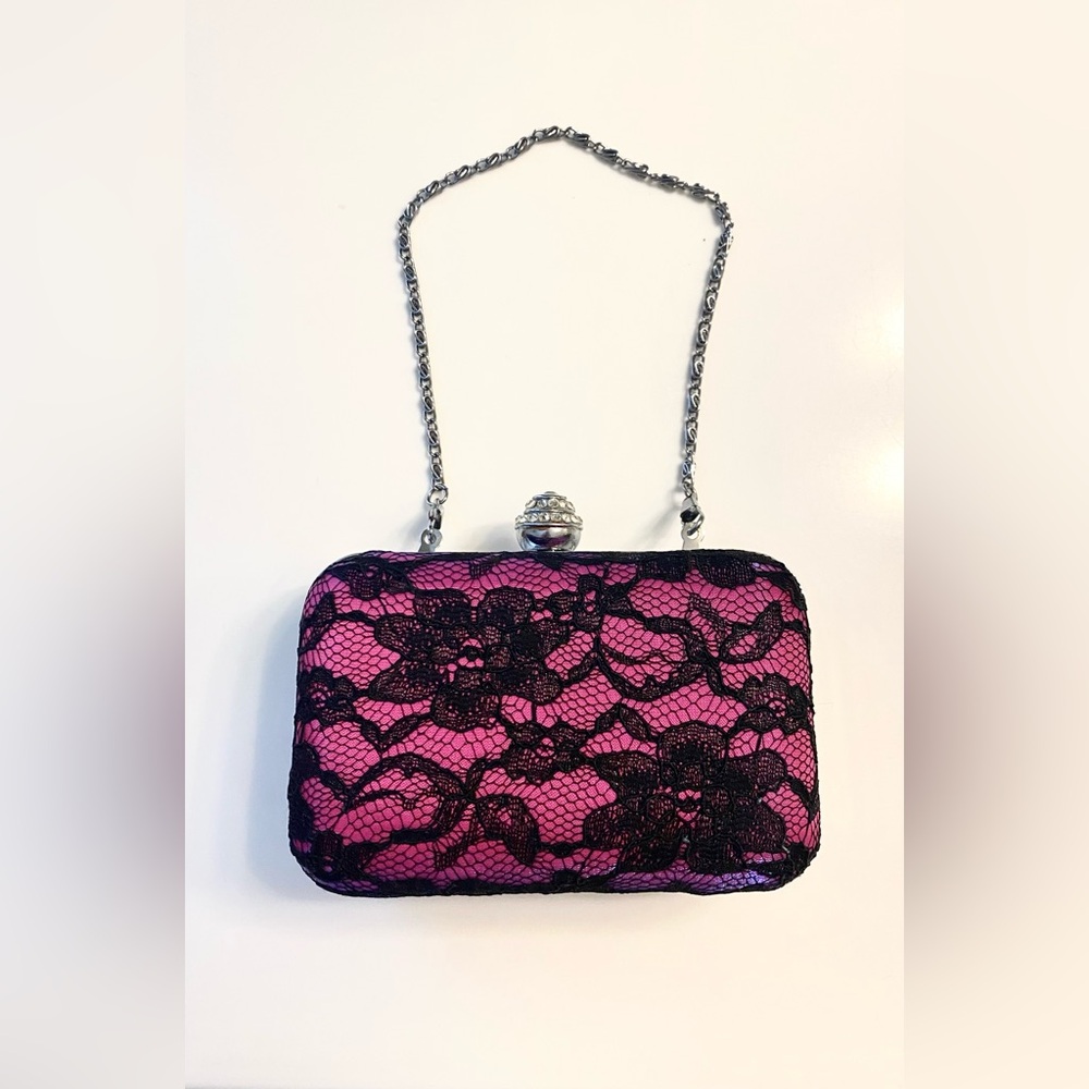 Purple and Black Lace Rhinestone Clutch - Picture 2 of 6